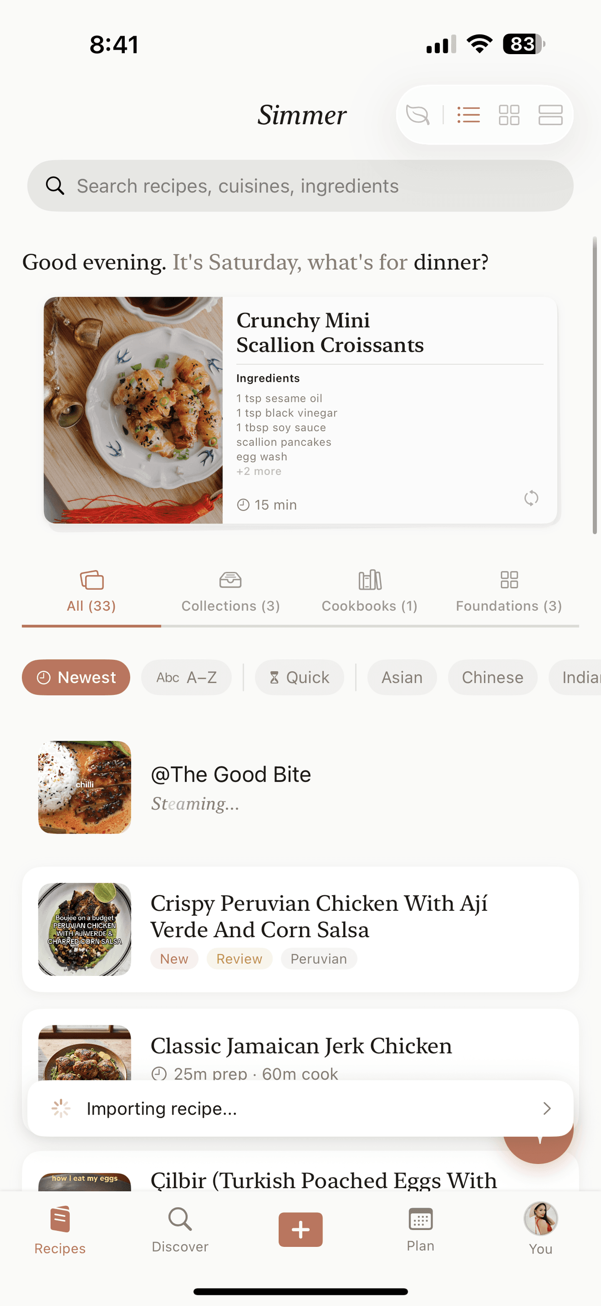Importing a recipe from social media